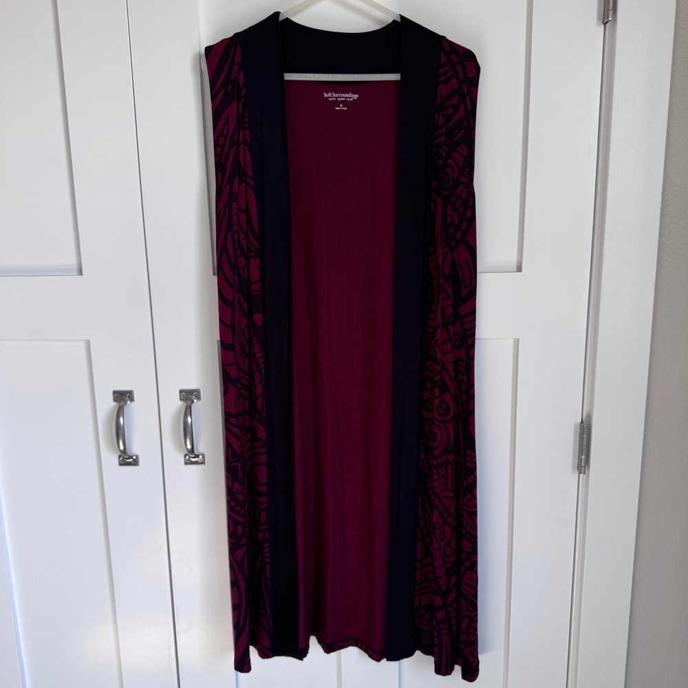 Soft Surroundings Sleeveless Open Front Cardigan Duster Women's Size Medium